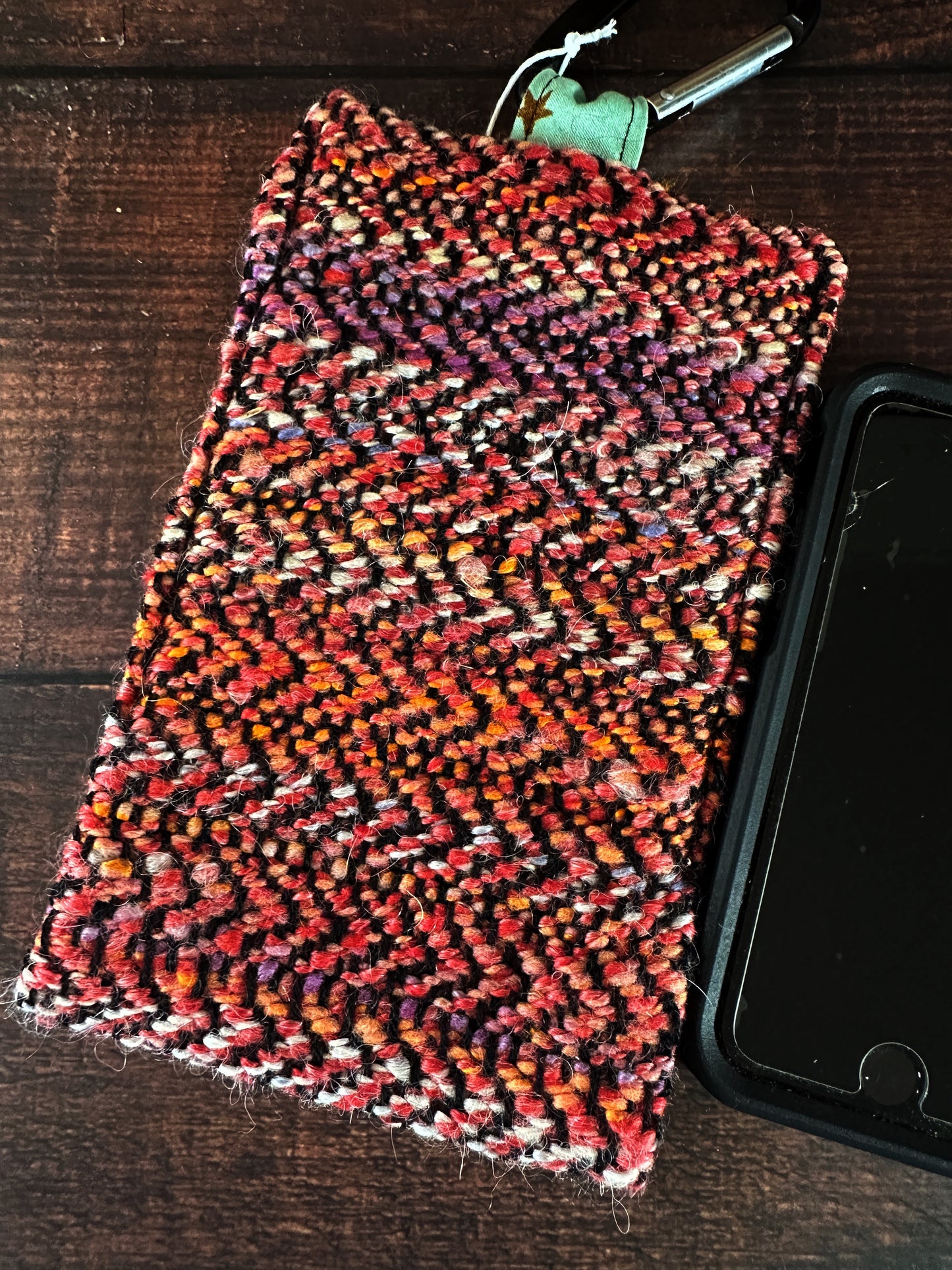 Haunted Pumpkin Patch and Handwoven Wool Phone Pouch with Internal Card Pocket
