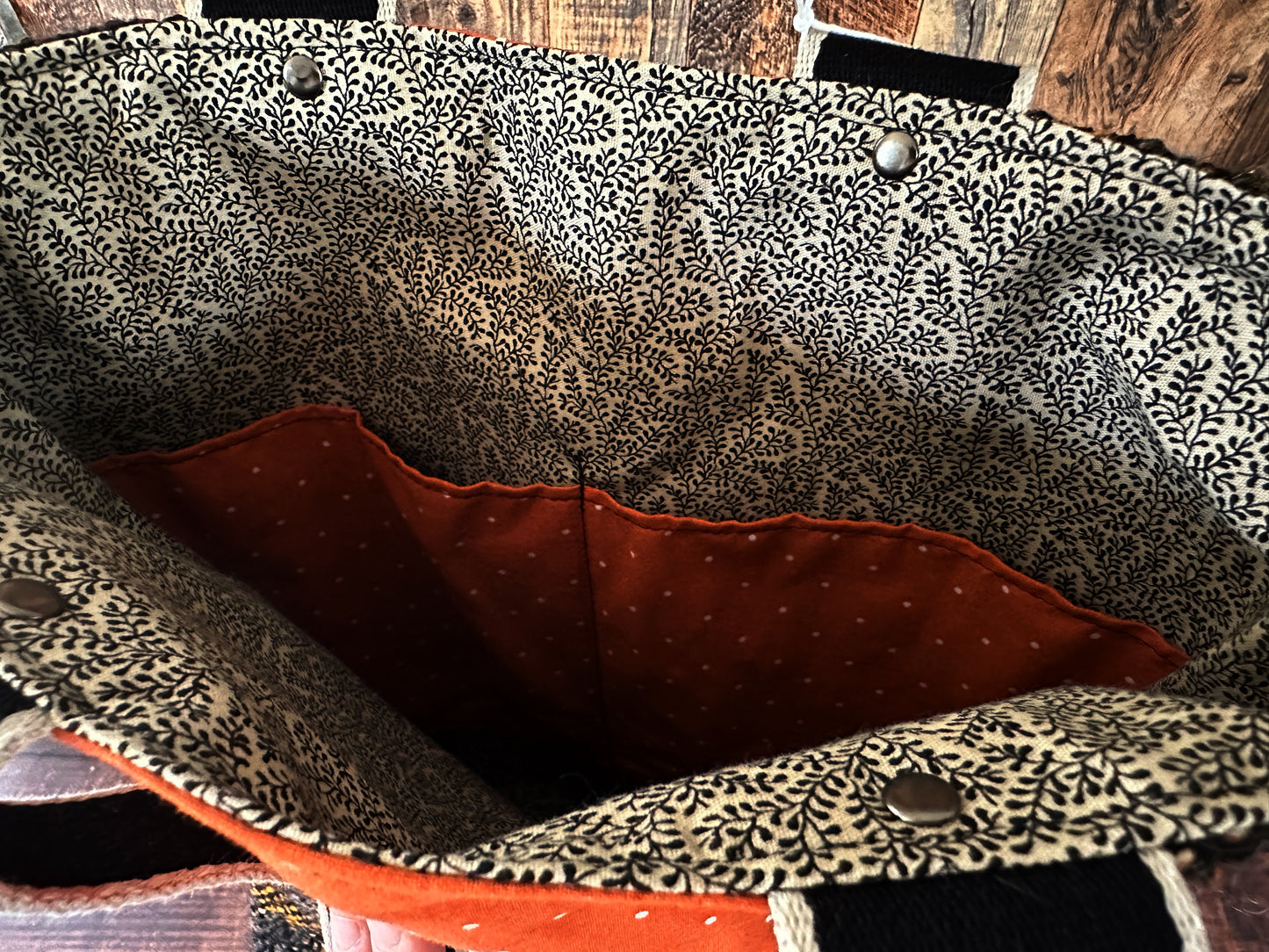 Cottage Witch and Woven Wool Double Pocket Large Tote Bag