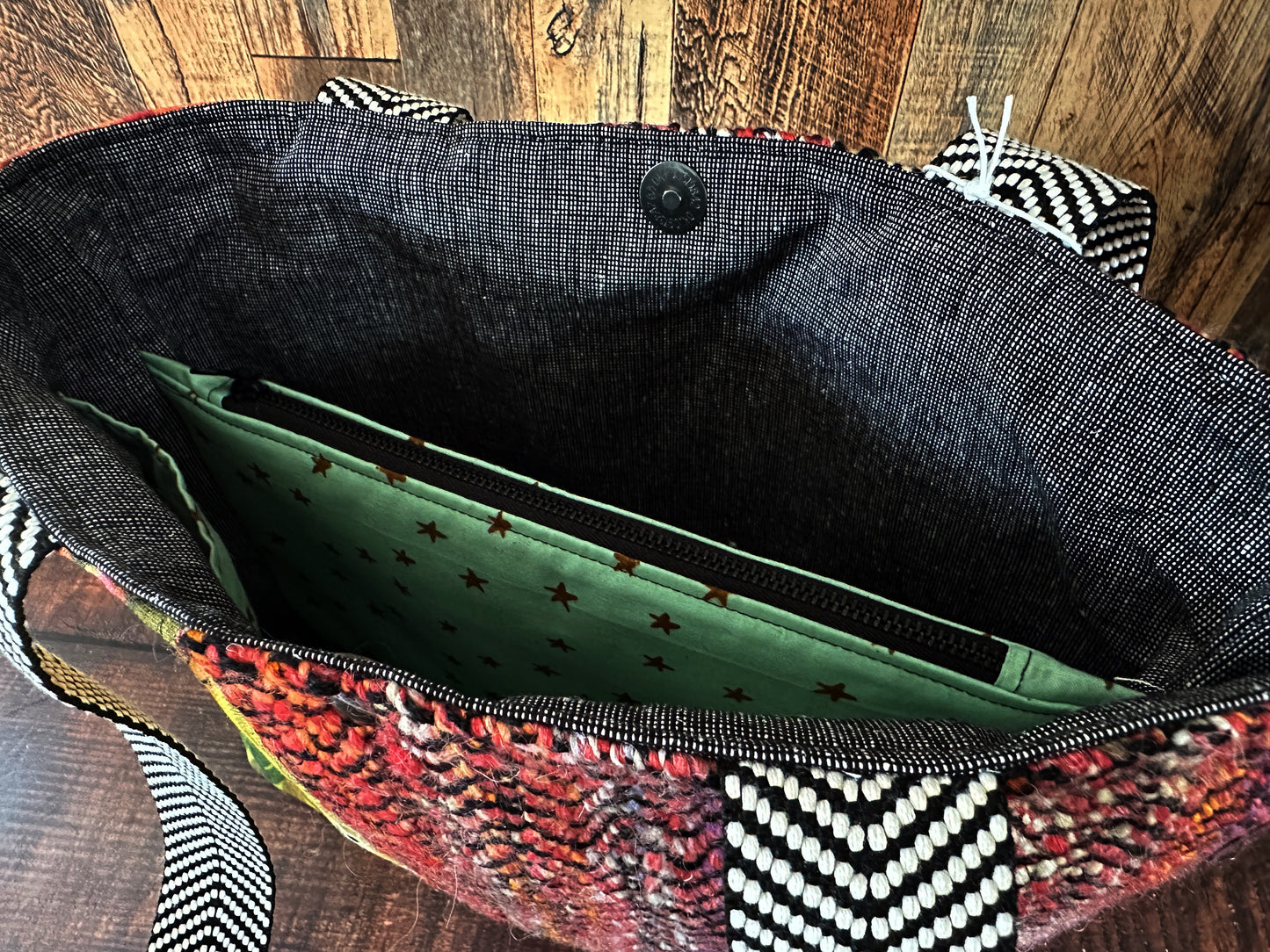 Haunted Pumpkin Patch and Handwoven Wool Med Tote