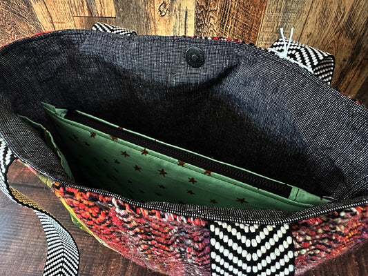 Haunted Pumpkin Patch and Handwoven Wool Med Tote