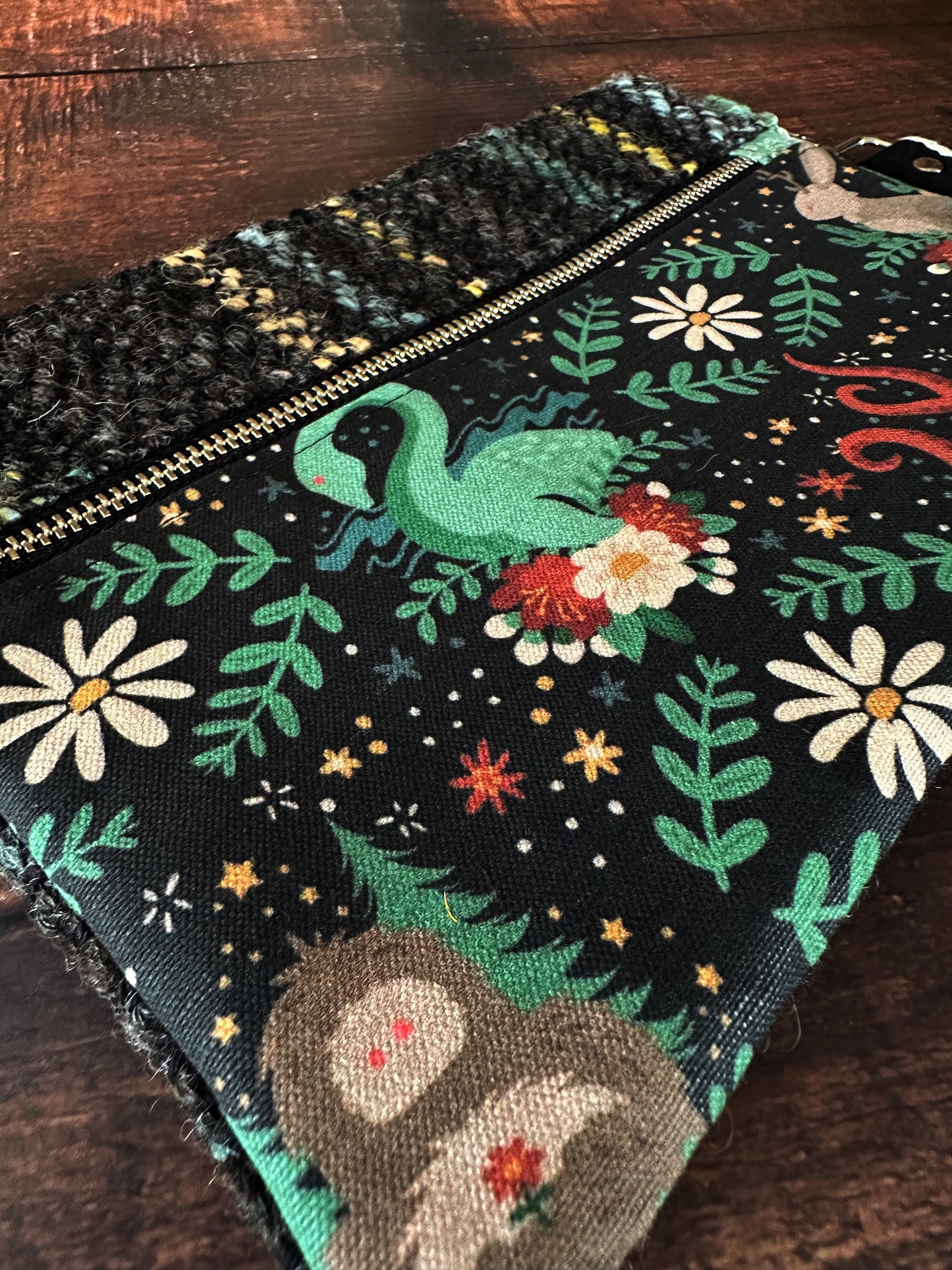 Cutie Cryptids and Handwoven Wool Double Zipper Clutch