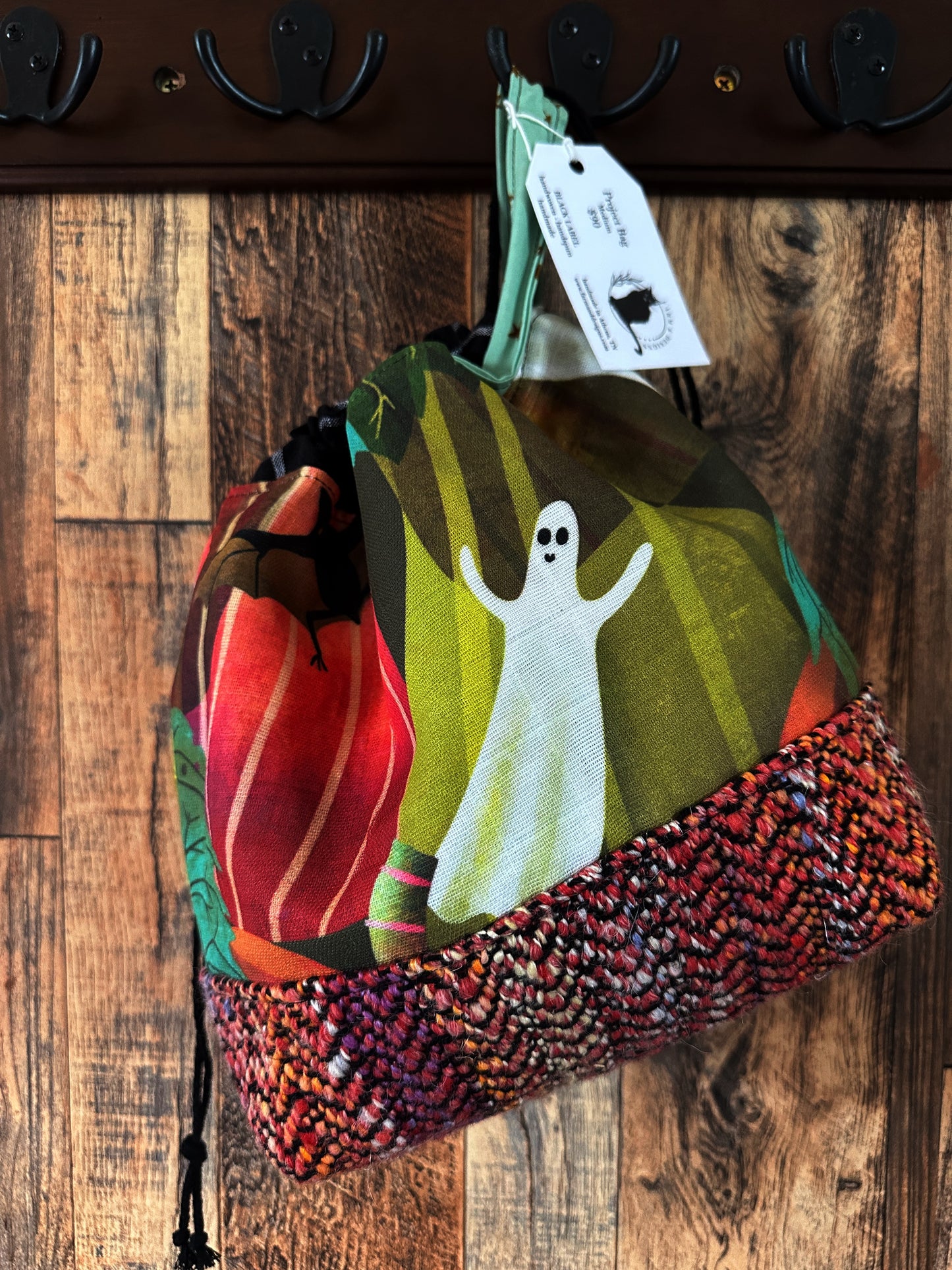 Haunted Pumpkin Patch and Handwoven Wool Medium Project Bag
