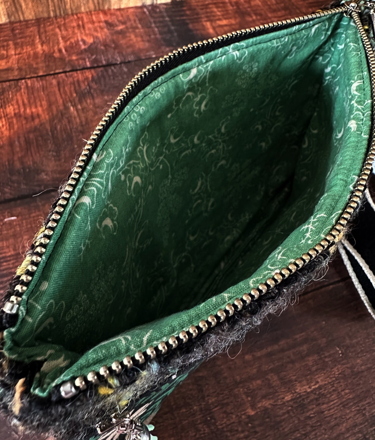 Cutie Cryptids and Handwoven Wool Double Zipper Clutch