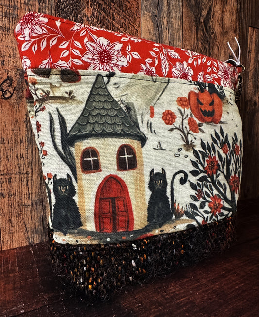 Cottage Witch and Woven Wool Cosmetic or Zipper Bag