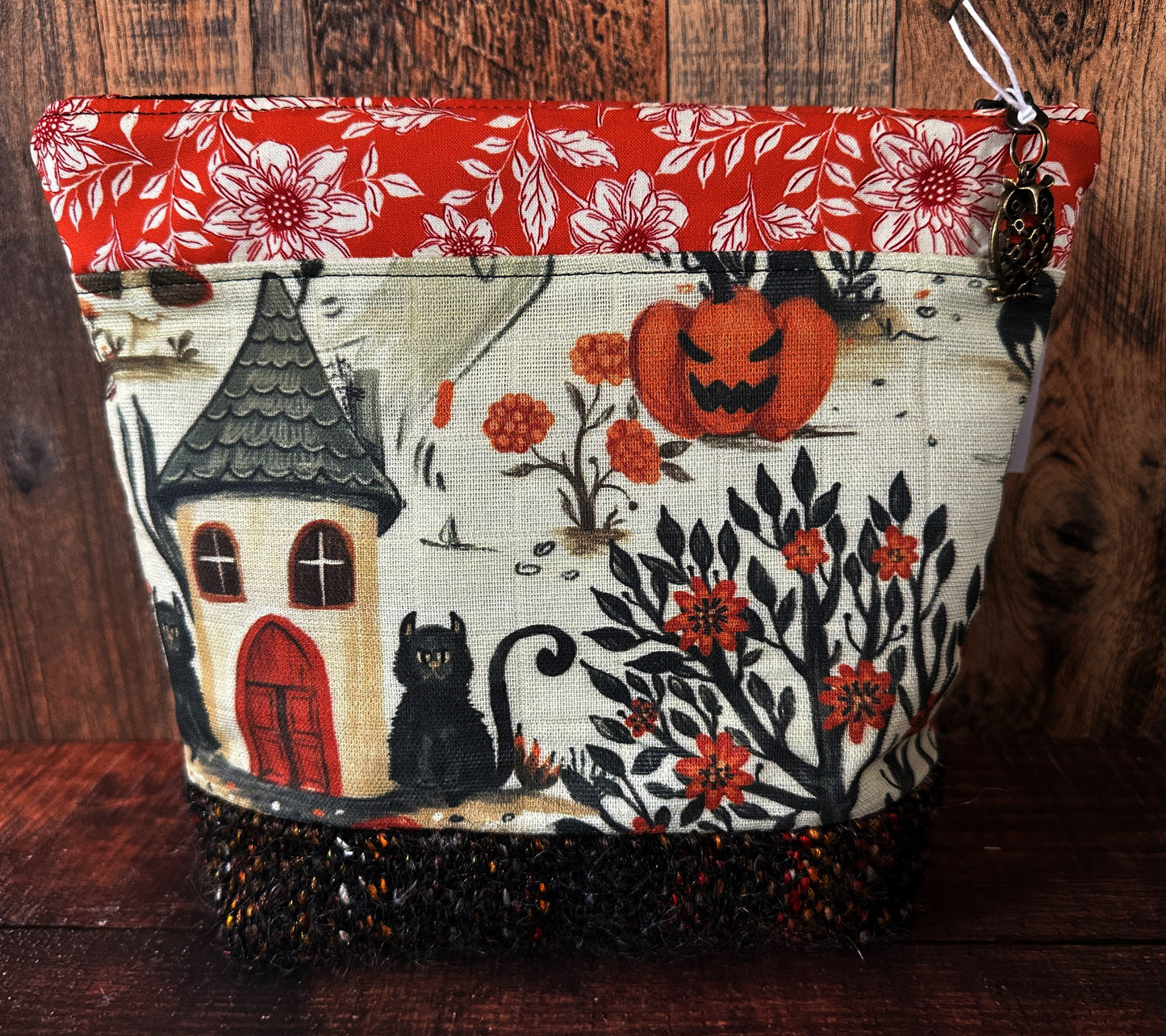 Cottage Witch and Woven Wool Cosmetic or Zipper Bag