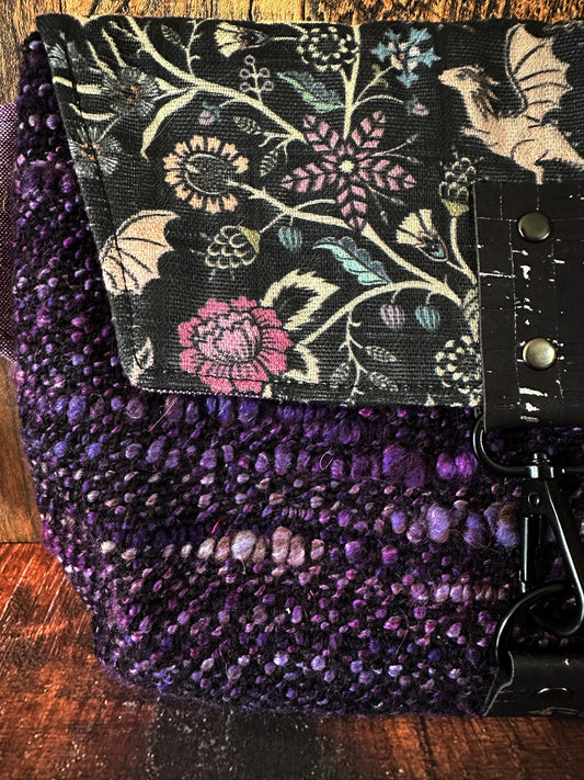 Pollinator Dragon and Woven Wool Crossbody Sling Bag