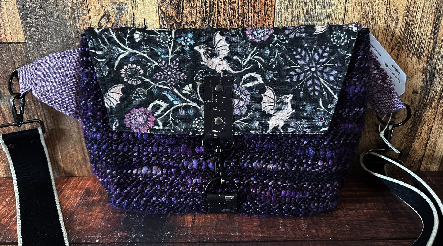 Pollinator Dragon and Woven Wool Crossbody Sling Bag