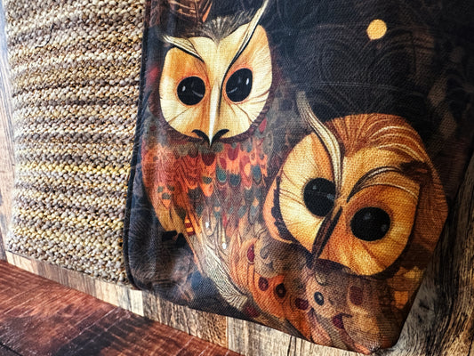 Golden Owls and Handwoven Wool Med Tote