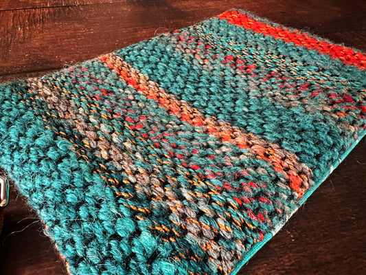 Wild Horses & Handwoven Wool Double Zipper Clutch