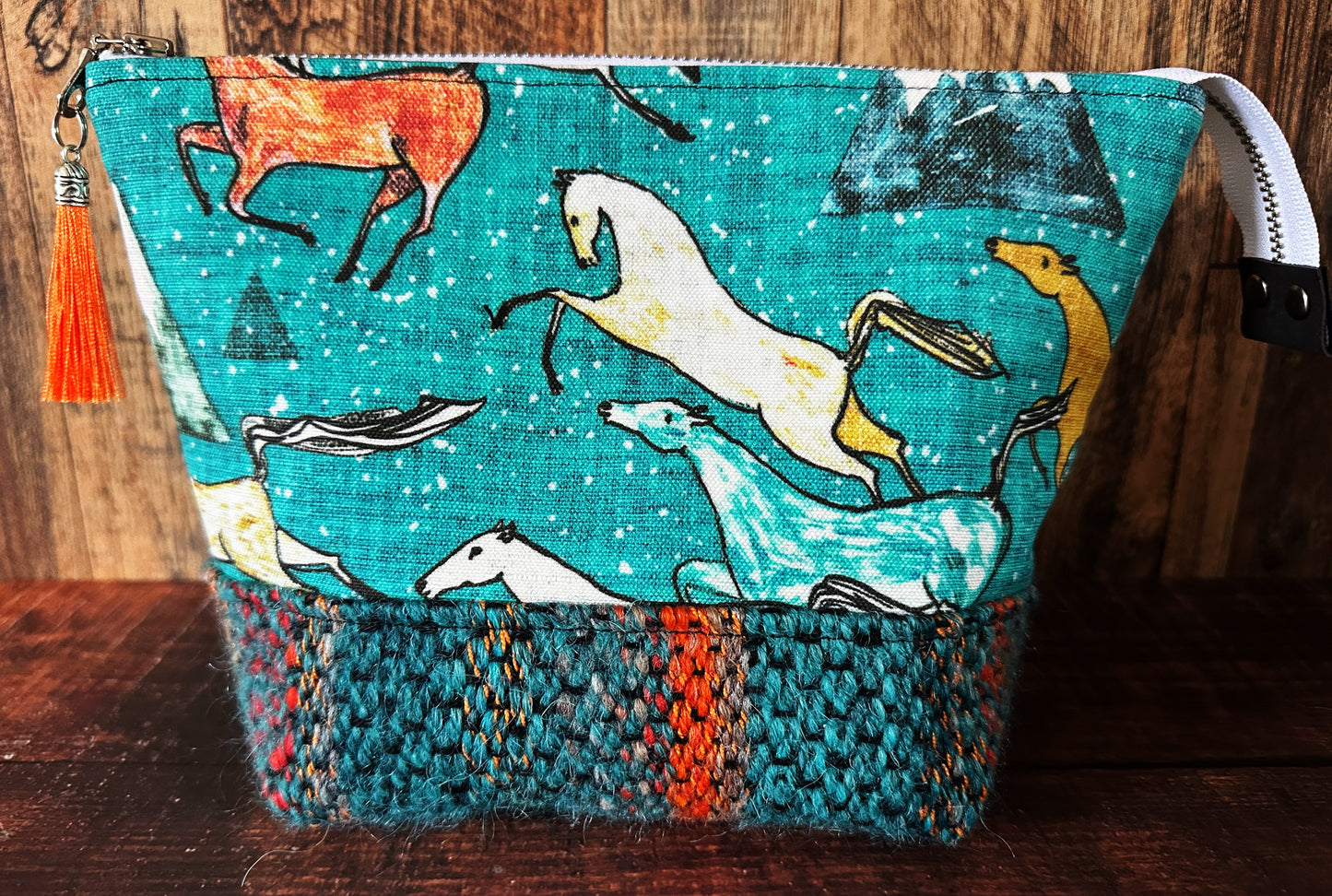 Wild Horses & Woven Wool Small Open Wide Bag