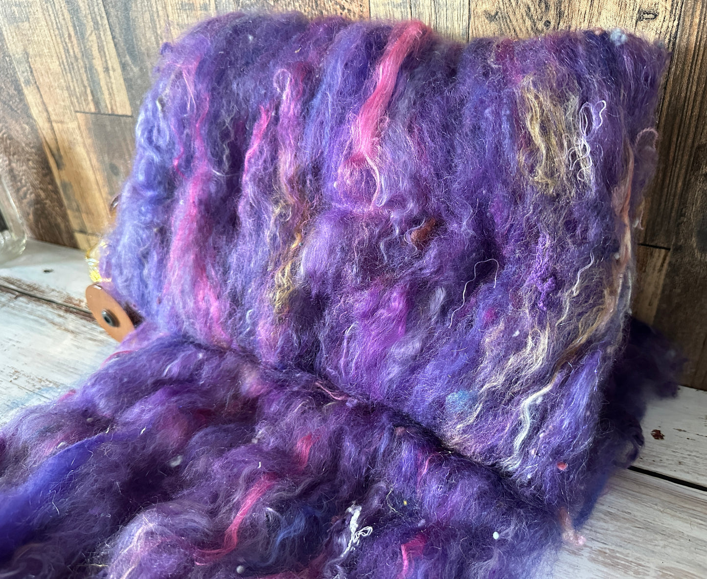 VERY ARTY Art Batts ~ Shetland and Mohair Batt for Spinning or Felting ~ Purples