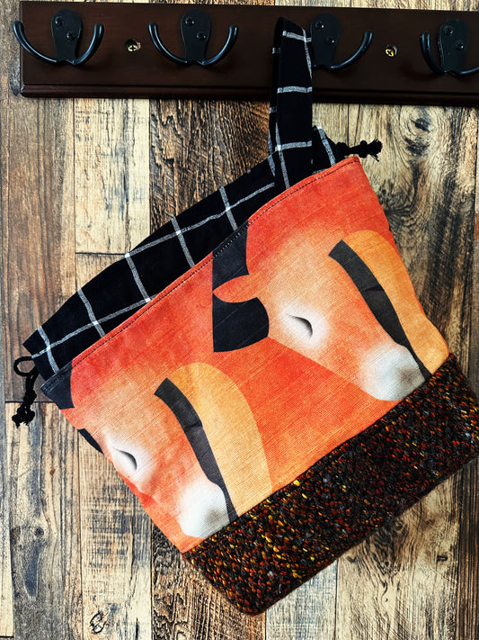 Sorrel Horses and Handwoven Wool Medium Project Bag