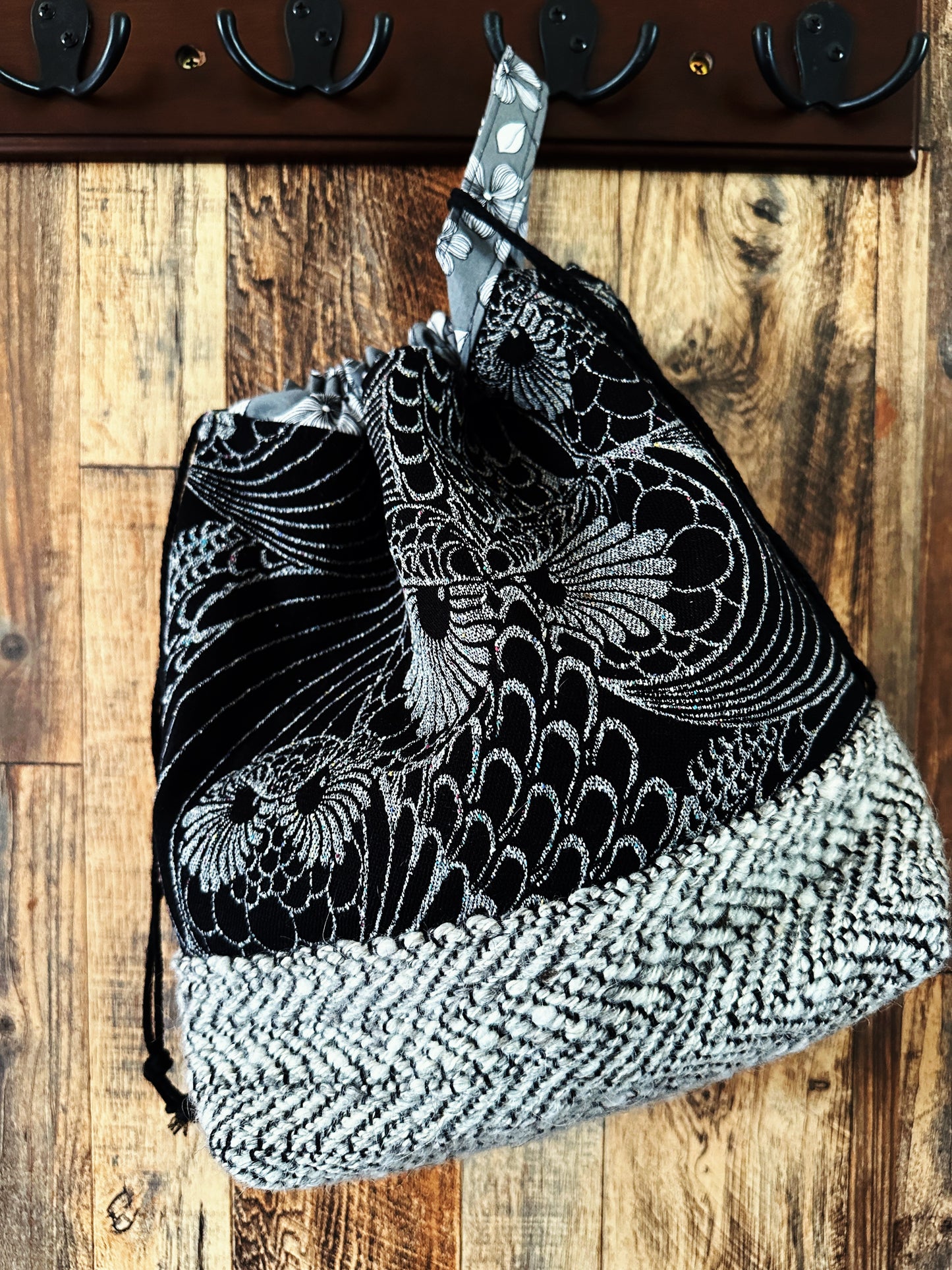 Silver Owls & Woven Wool Large Project Bag