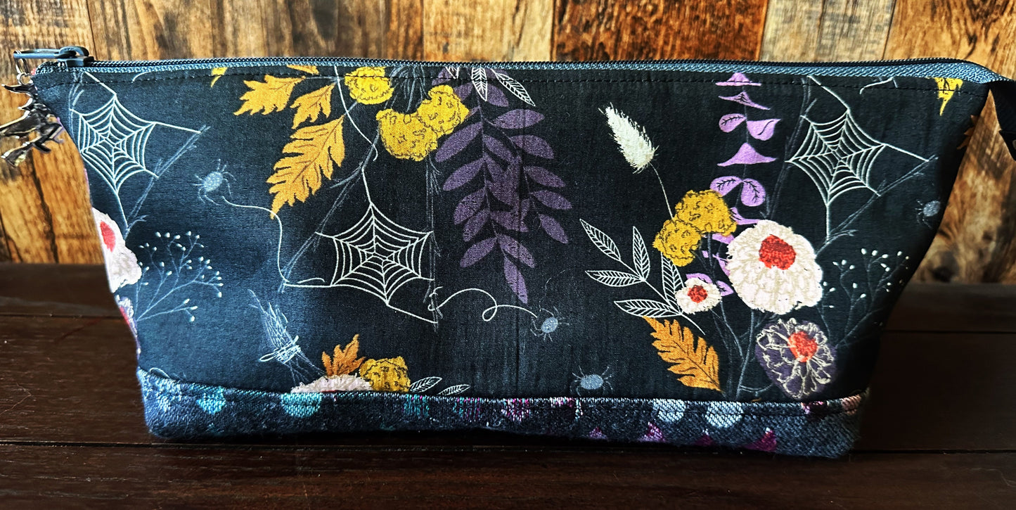 Witches Broom and Autumn Spiders Large Open Wide Spindle Bag