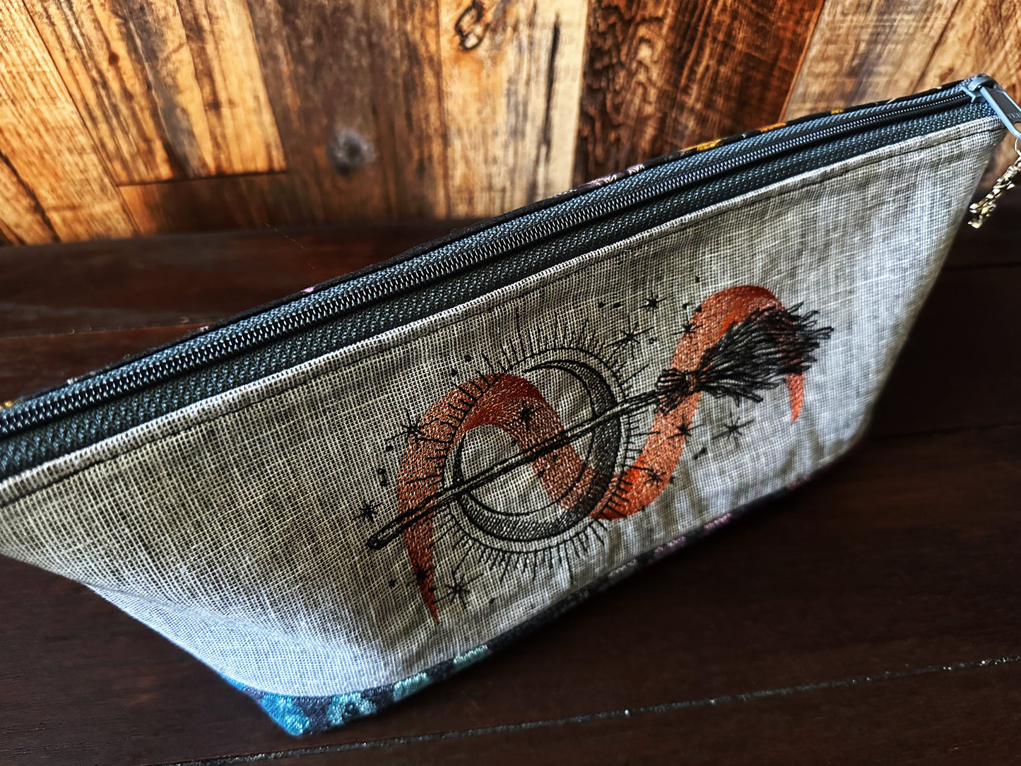 Witches Broom and Autumn Spiders Large Open Wide Spindle Bag