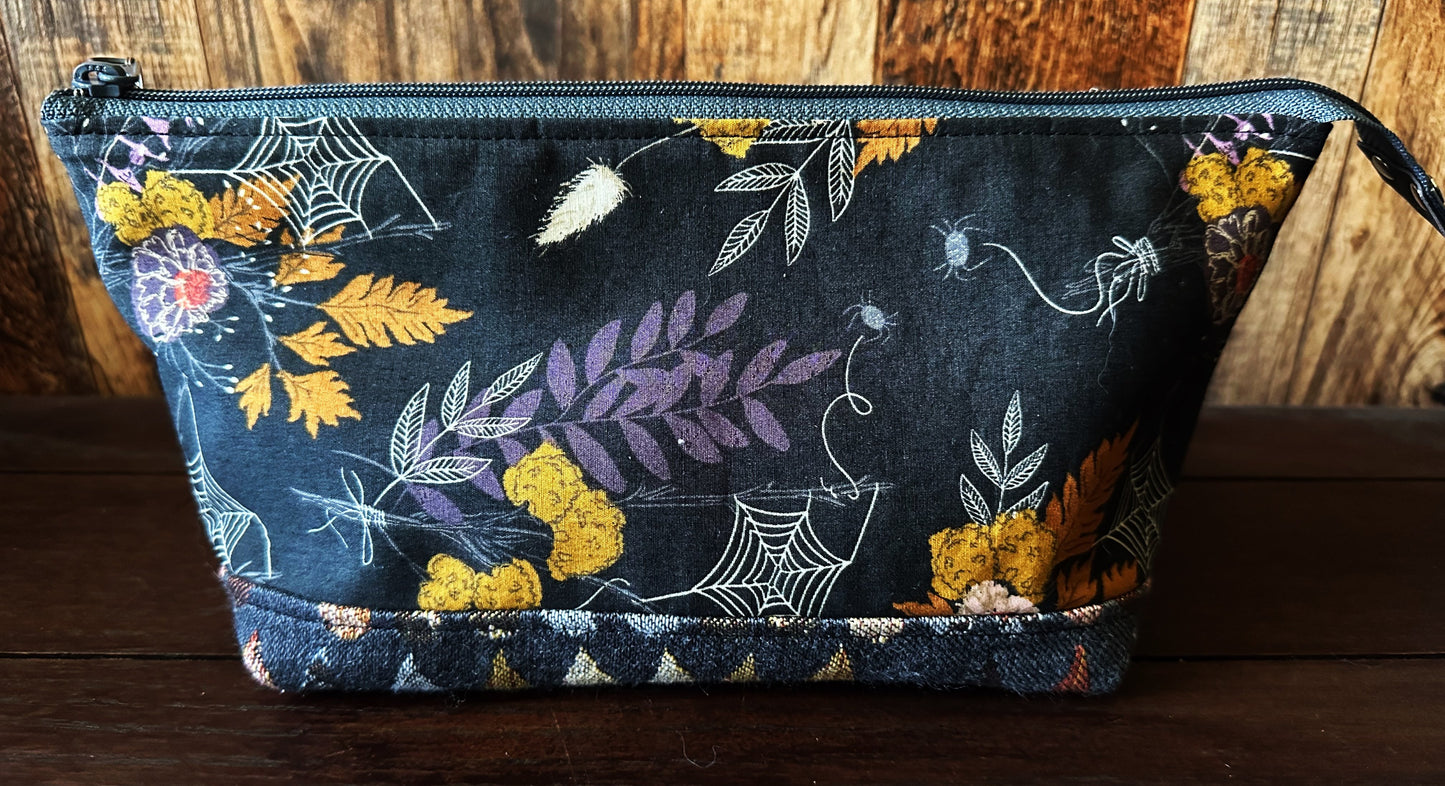 Witches Broom and Autumn Spiders Medium Open Wide Spindle Bag
