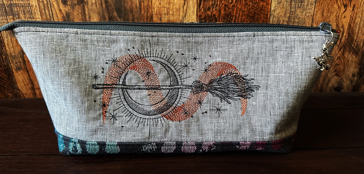 Witches Broom and Autumn Spiders Large Open Wide Spindle Bag