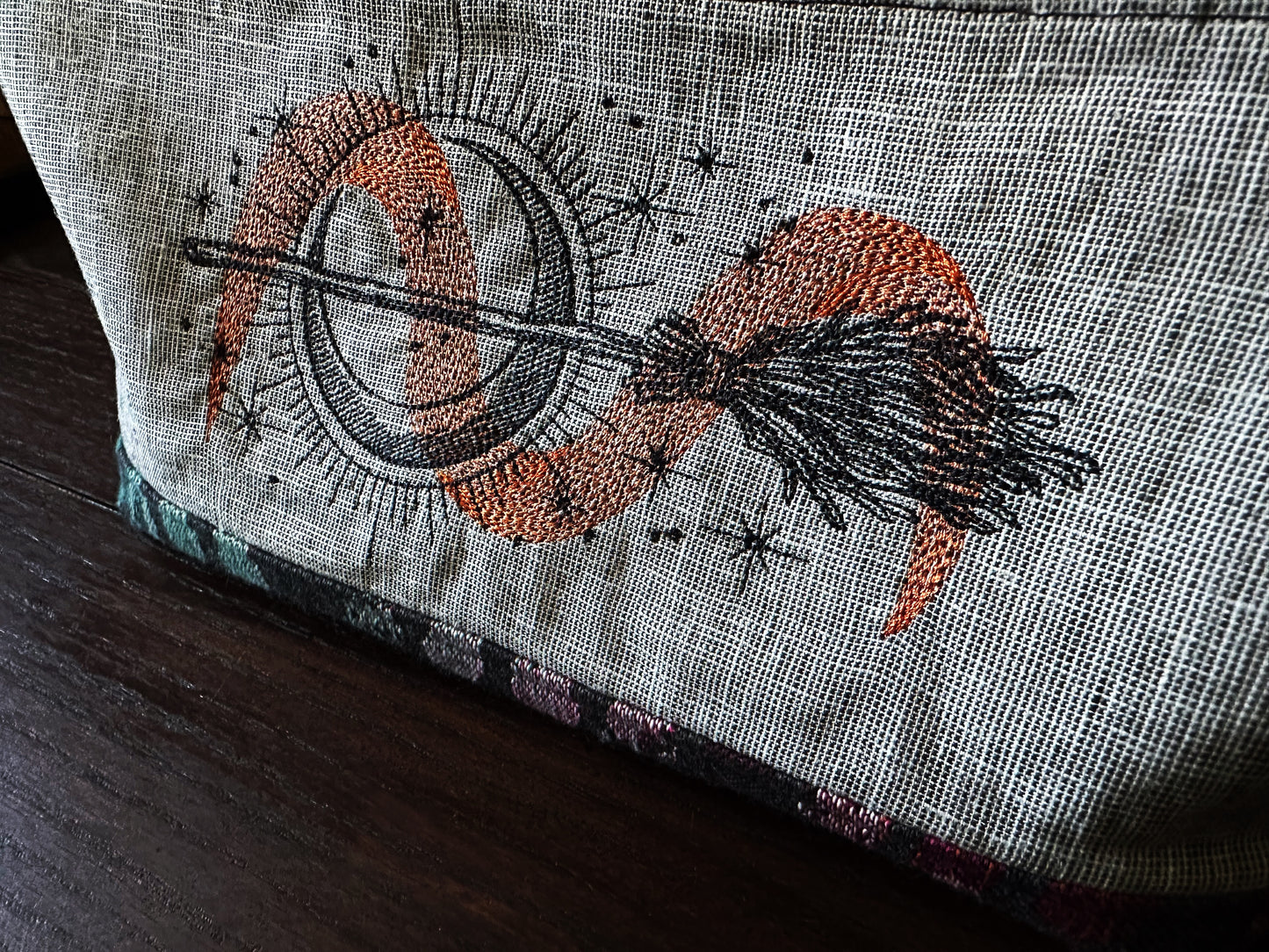 Witches Broom and Autumn Spiders Medium Open Wide Spindle Bag