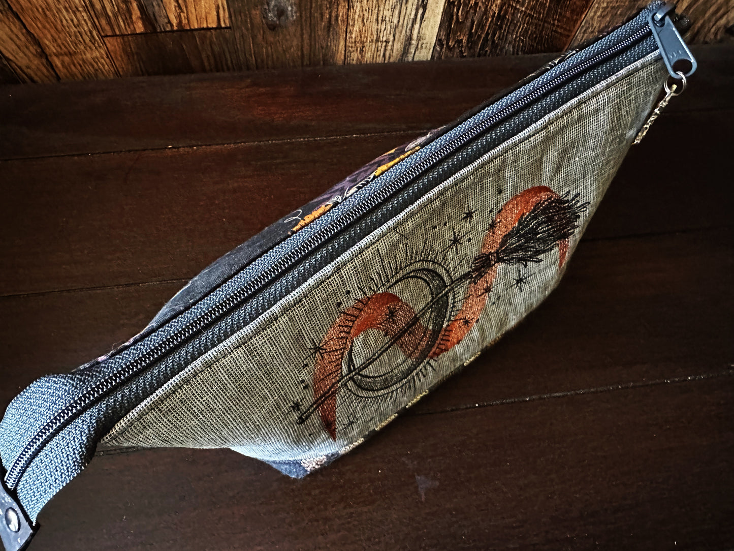 Witches Broom and Autumn Spiders Medium Open Wide Spindle Bag