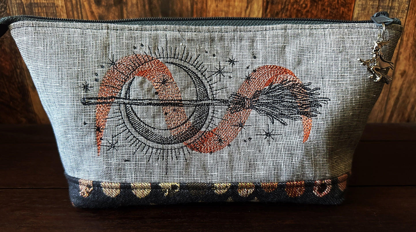 Witches Broom and Autumn Spiders Medium Open Wide Spindle Bag