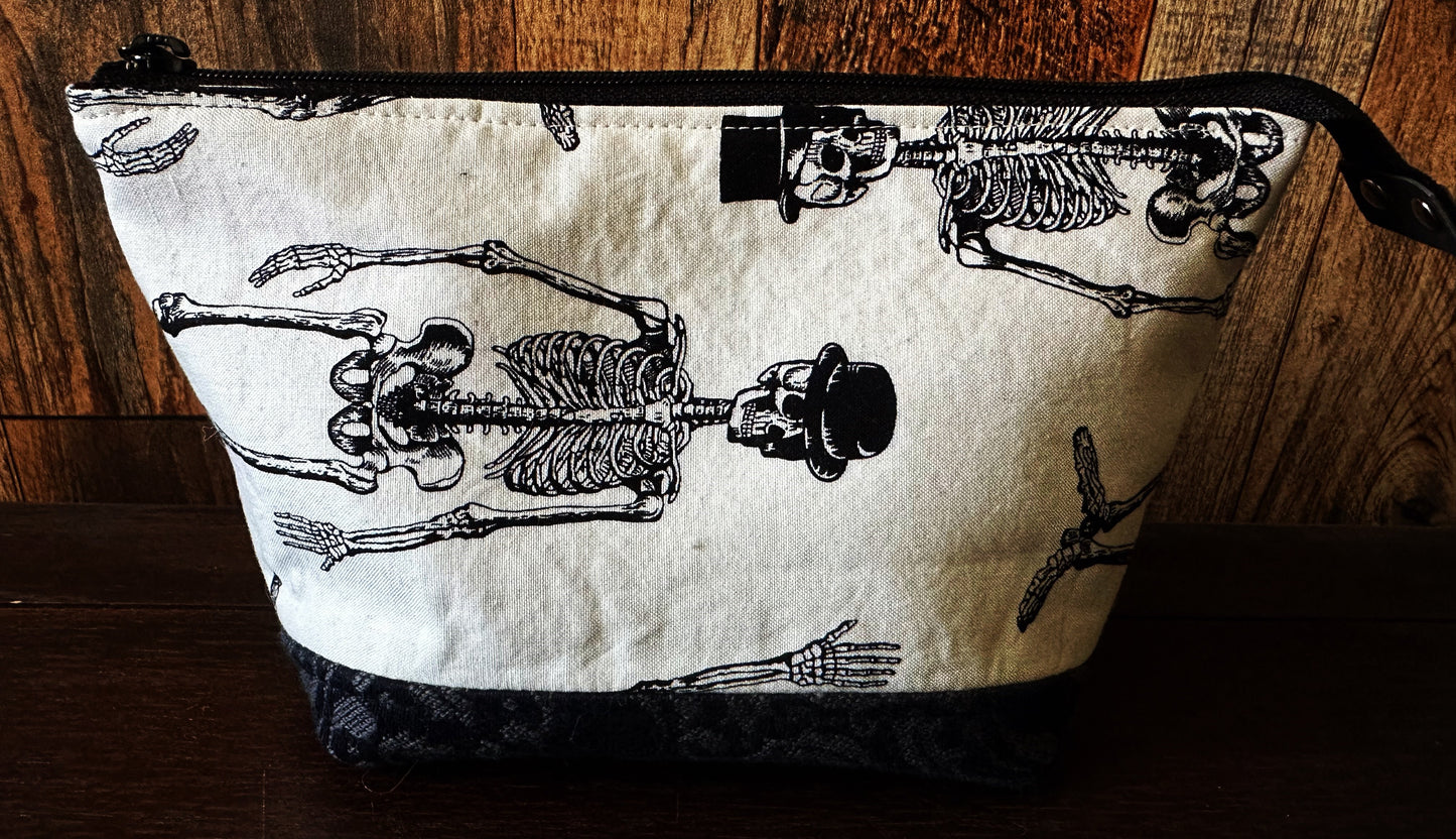 Dapper Skeleton Small Open Wide Spindle Bag