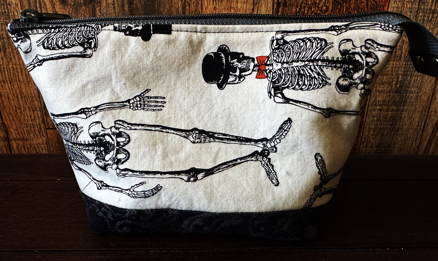 Dapper Skeleton Small Open Wide Spindle Bag