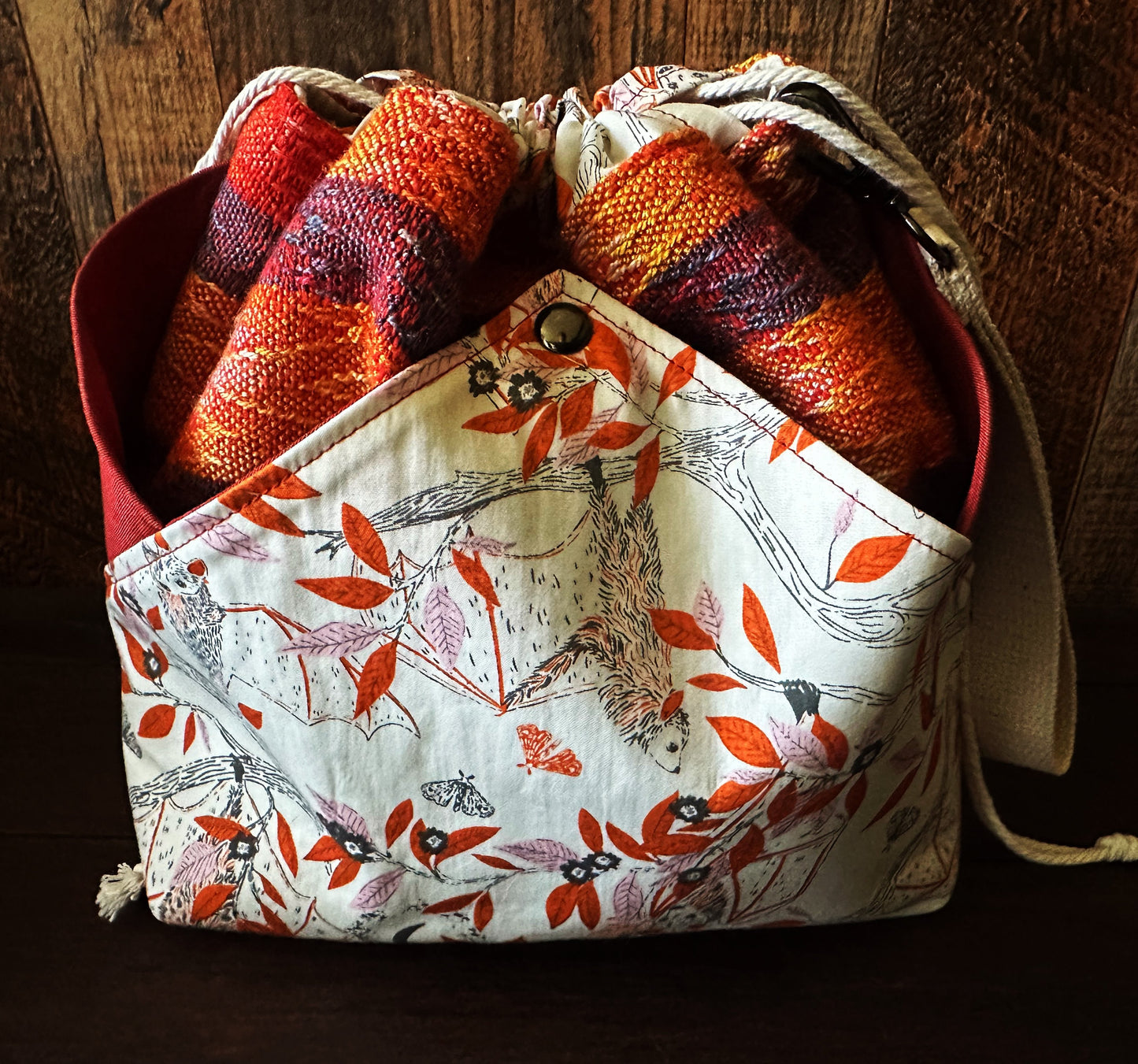 Lovely Bats Plenty O' Pockets Large Drawstring Pouch