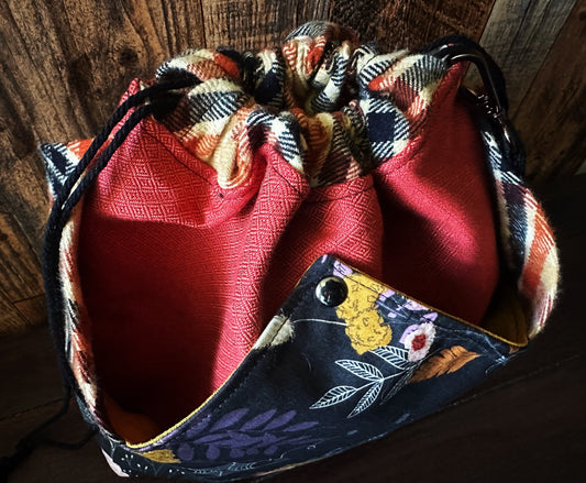 Autumn with Spiders Plenty O' Pockets Large Drawstring Pouch