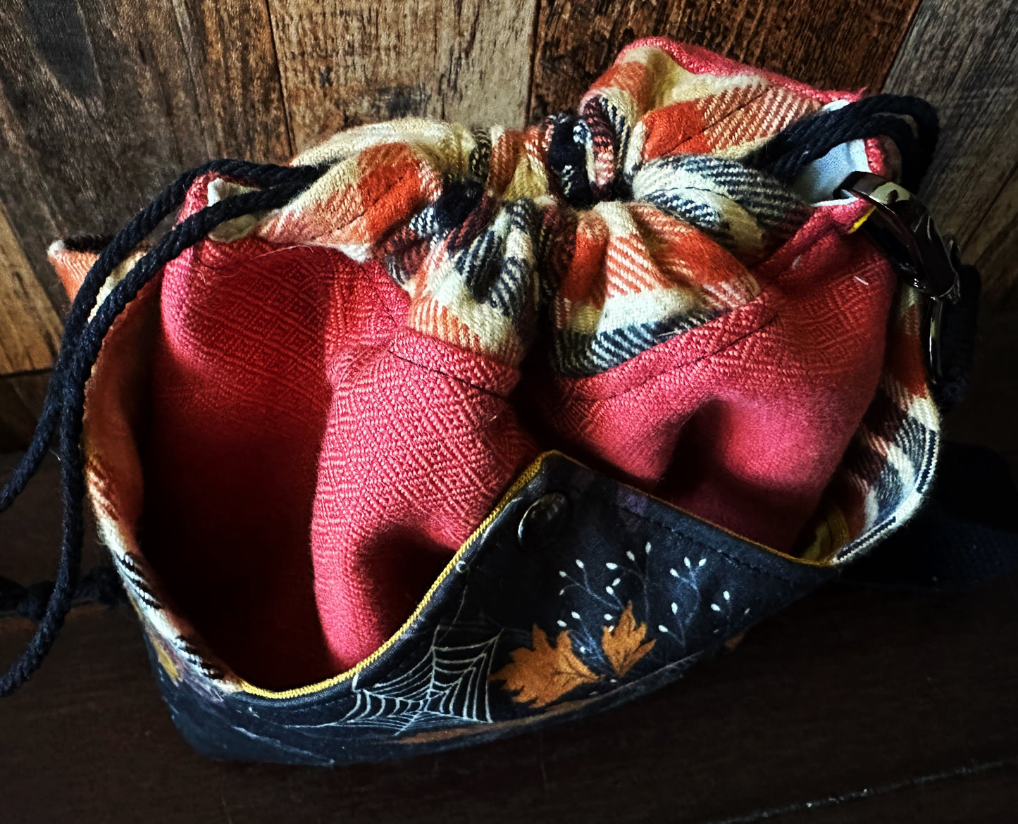 Autumn with Spiders Plenty O' Pockets Small Drawstring Pouch