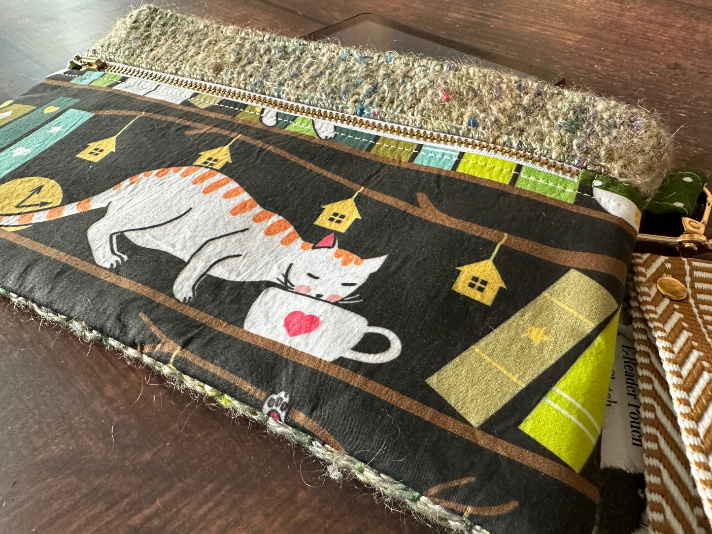 Library Cats Double Zipper Clutch~ Perfect for E-Readers
