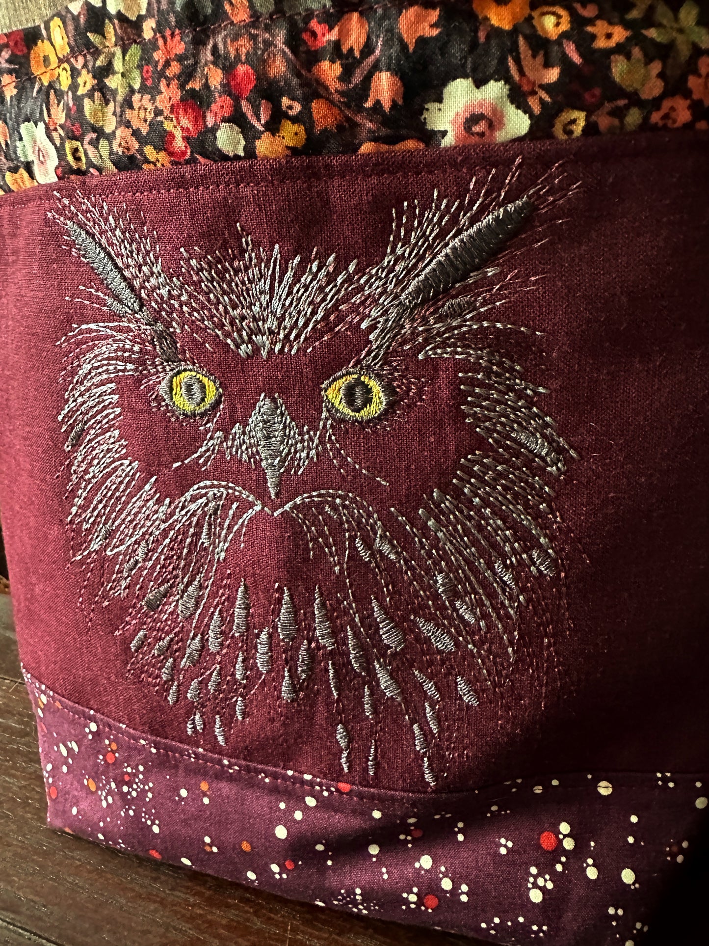 Owl Medium Project Bag w/ Shoulder Strap