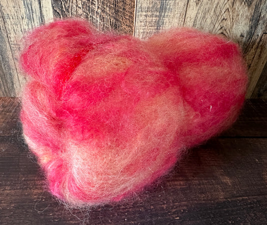 Mohair and BFL Wool Art Batt for Spinning or Felting ~ Oranges and Reds