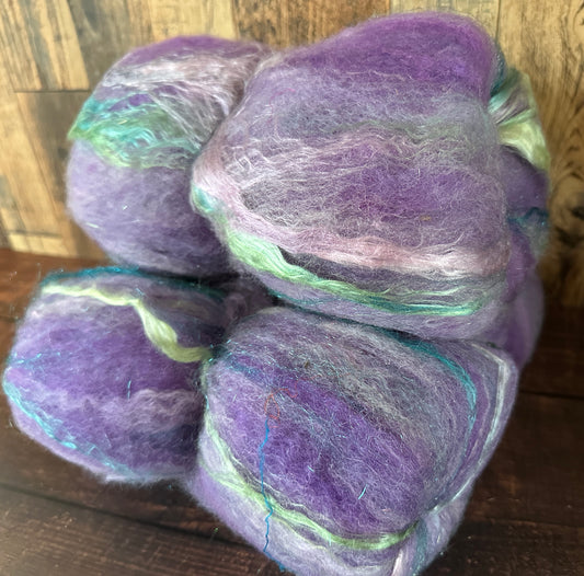 Shetland Wool and Alpaca Art Batt for Spinning or Felting