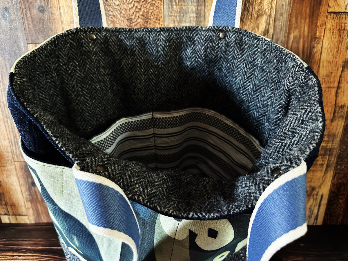 Abstract Owls with Handwoven Wool Extra Large Tote