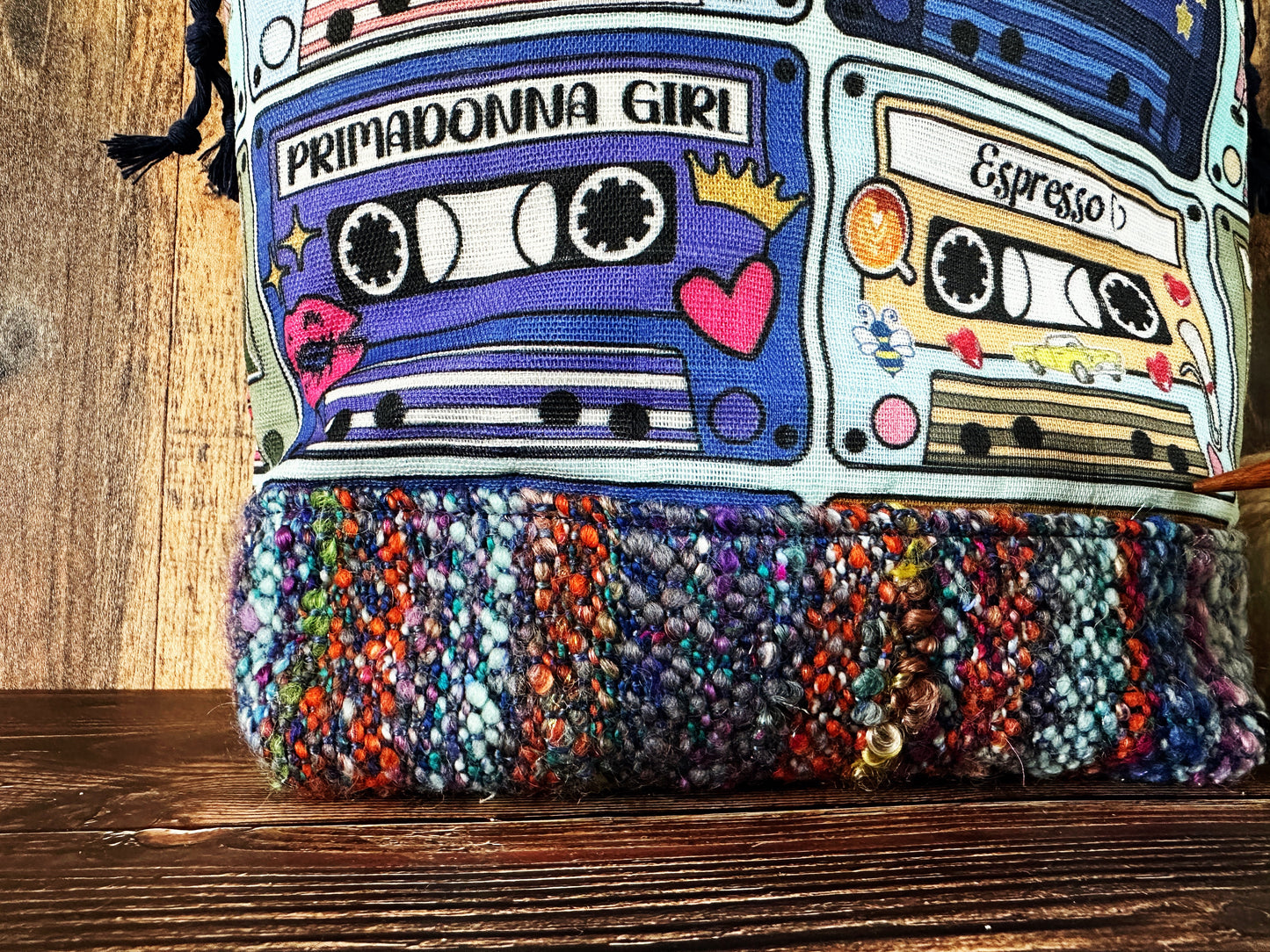Mixed Tapes with Handwoven Wool Medium Project Bag