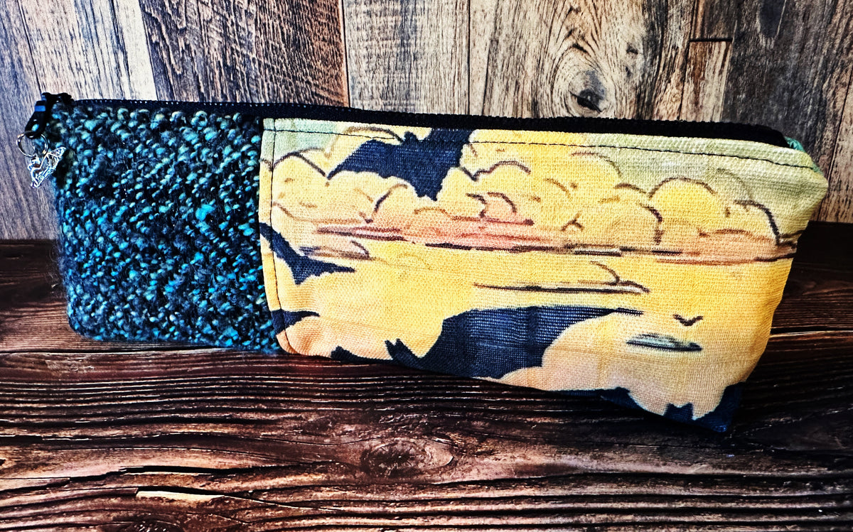 Bats at Sunset with Handwoven Wool Long and Lean Zipper Bag