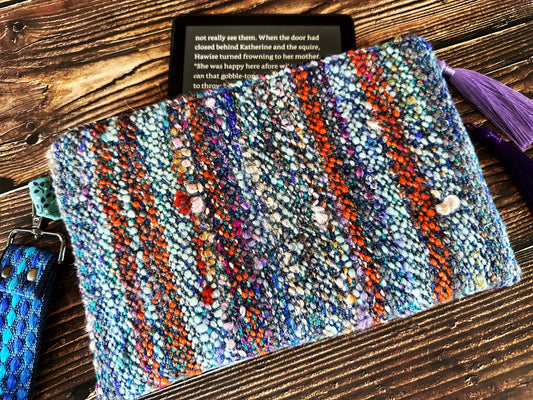 Mixed Tapes & Handwoven Wool Double Zipper Clutch