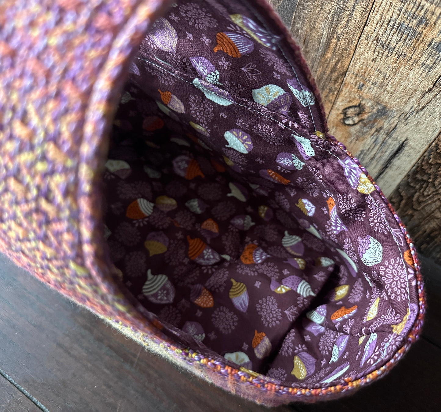Acorns and Woven Small Basket Bag