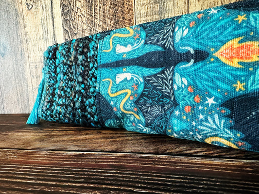 Delightful Dragons with Handwoven Wool Long and Lean Zipper Bag