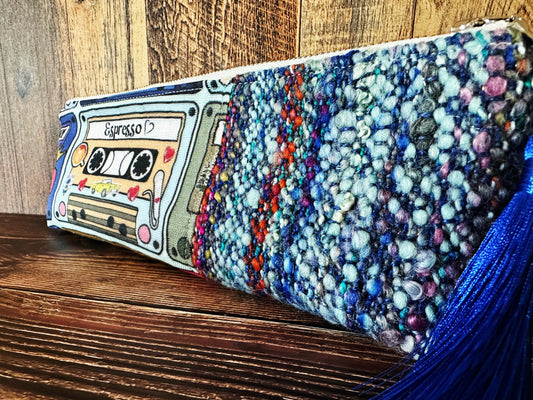 Mixed Tapes with Handwoven Wool Long and Lean Zipper Bag