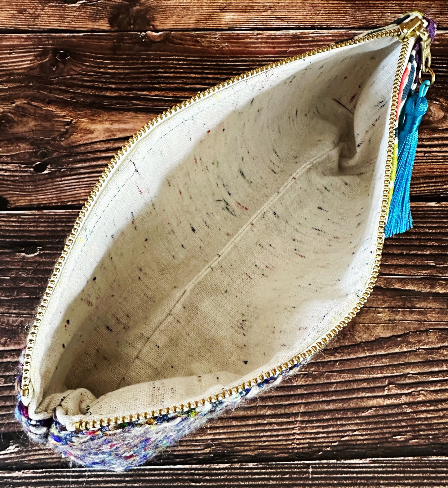 Petri Dishes with Handwoven Wool Long and Lean Zipper Bag