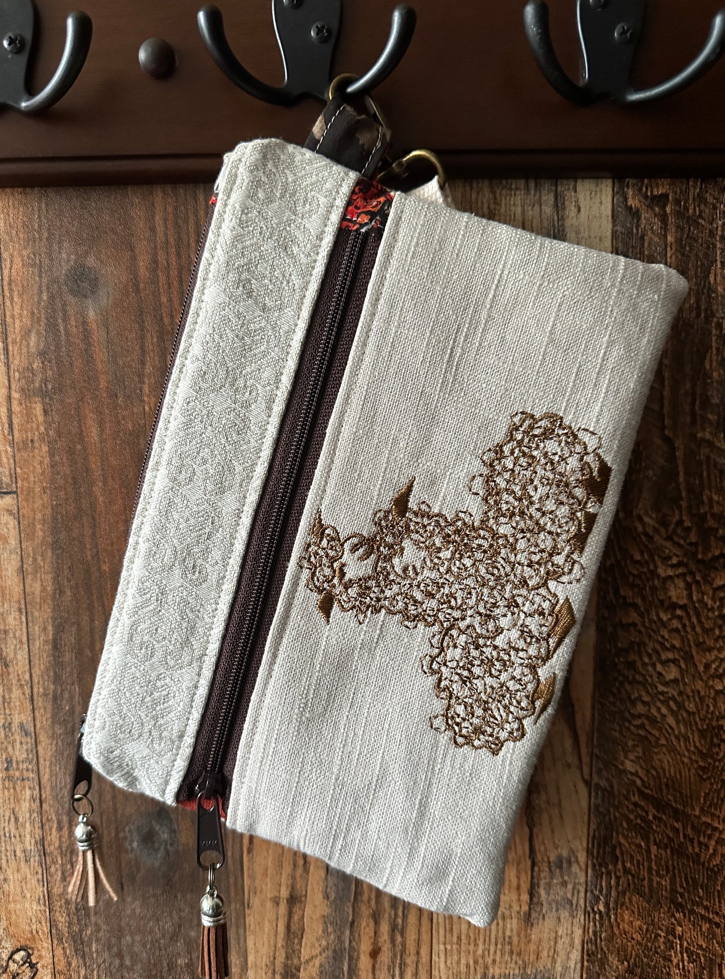 Llama Momma Double Zipper Clutch