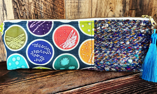 Petri Dishes with Handwoven Wool Long and Lean Zipper Bag