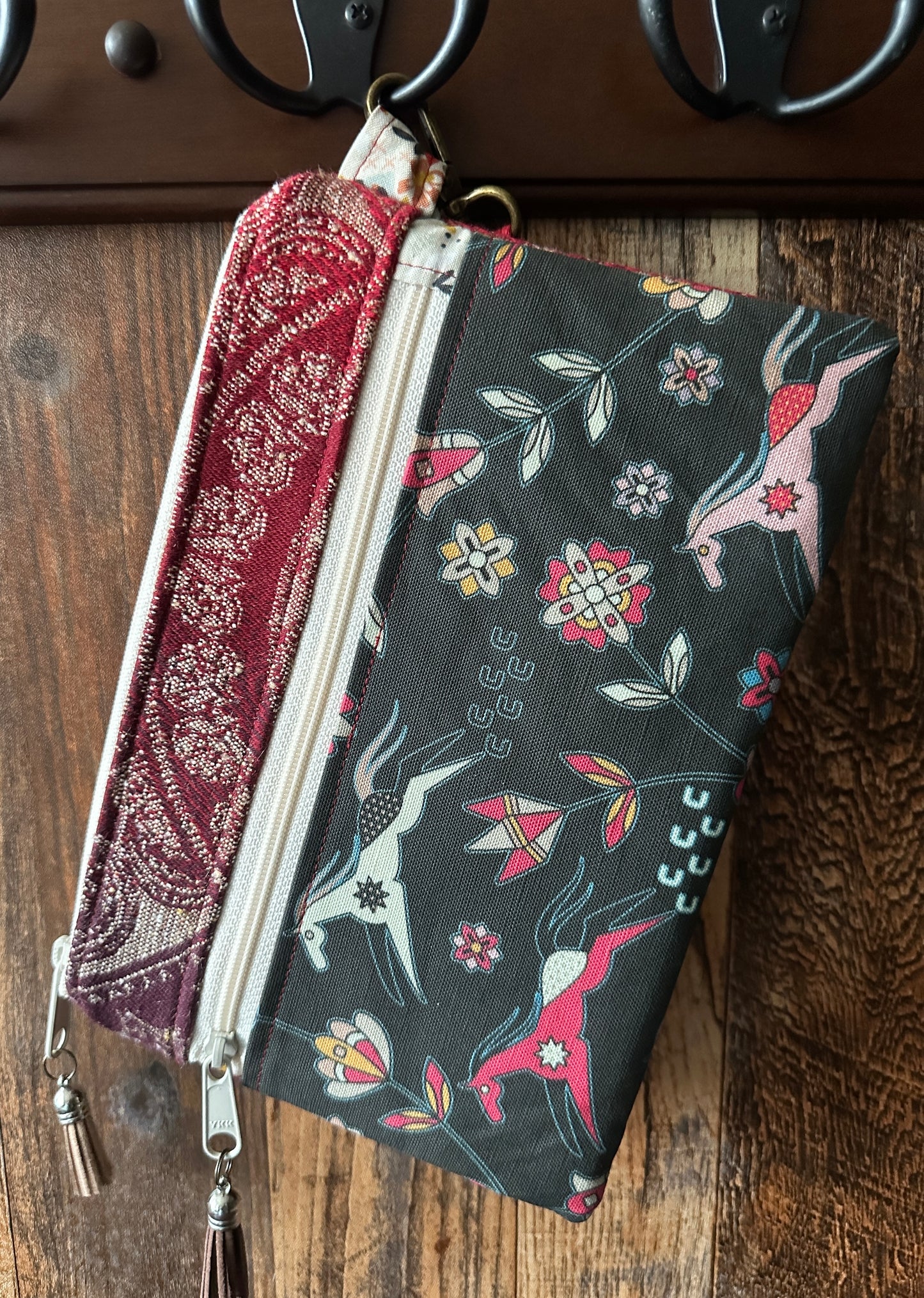 Wild Horses Double Zipper Clutch