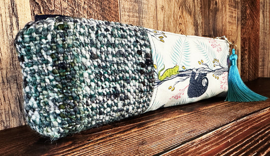 Sleepy Sloths with Handwoven Wool Long and Lean Zipper Bag