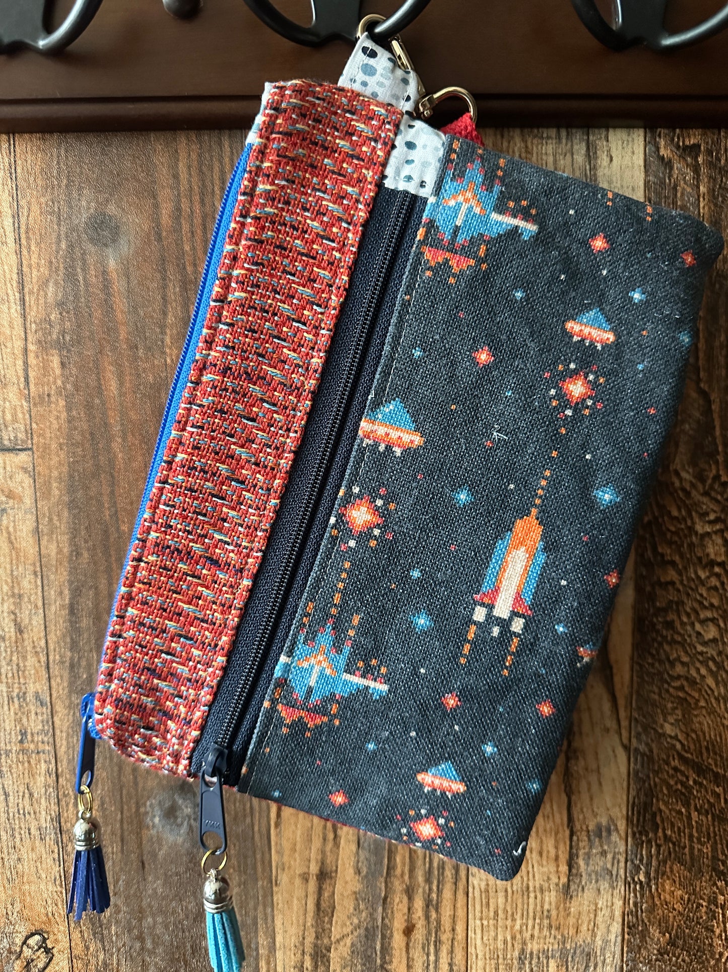 Retro Gamer Double Zipper Clutch