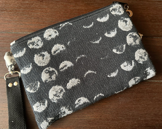 Moons Over Deciduous Trees Double Zipper Clutch