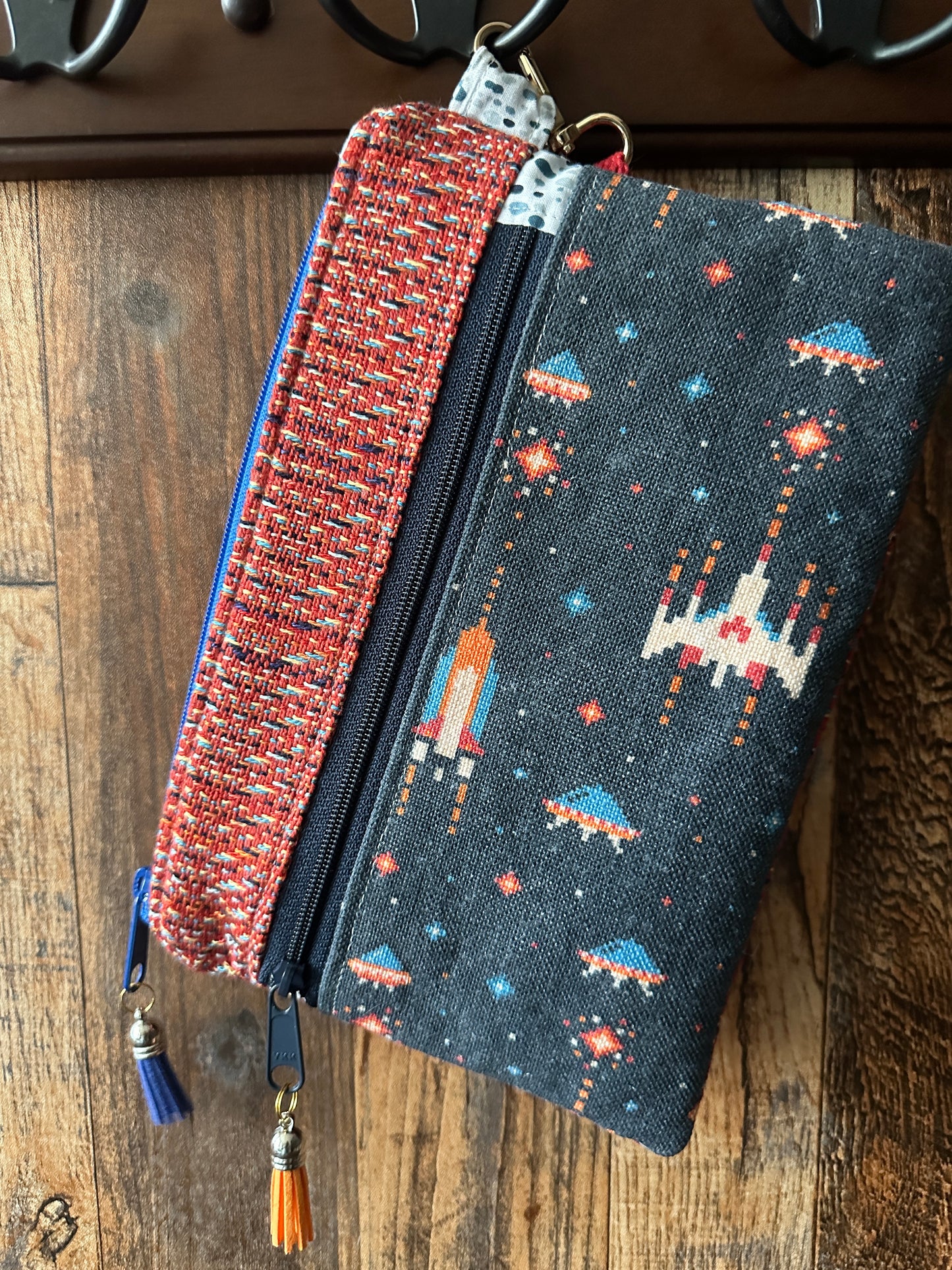 Retro Gamer Double Zipper Clutch
