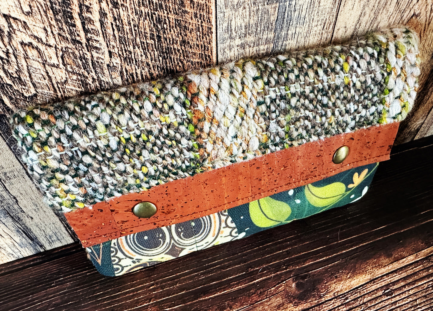 Earthy Owls with Woven Wool Minimalist Wallet