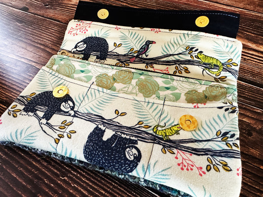 Sleepy Sloths with Woven Wool Minimalist Wallet